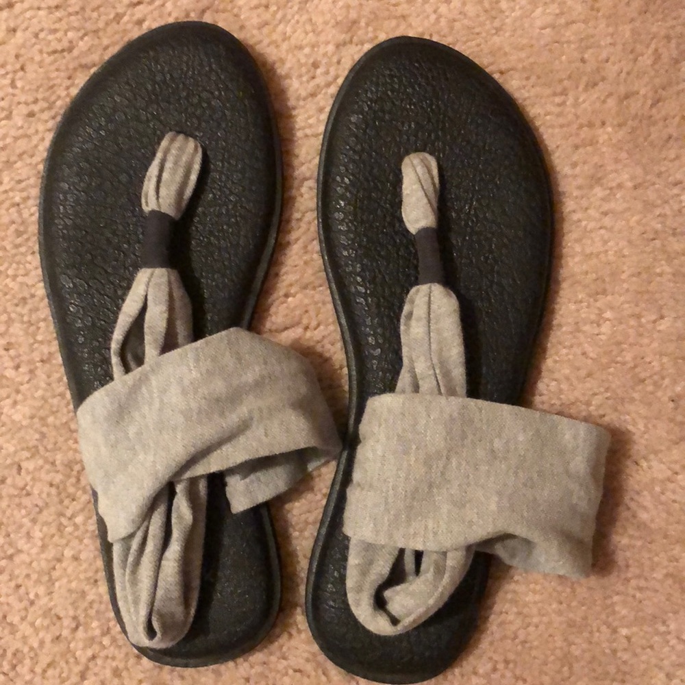 Gray and Black Sanuk Sandals